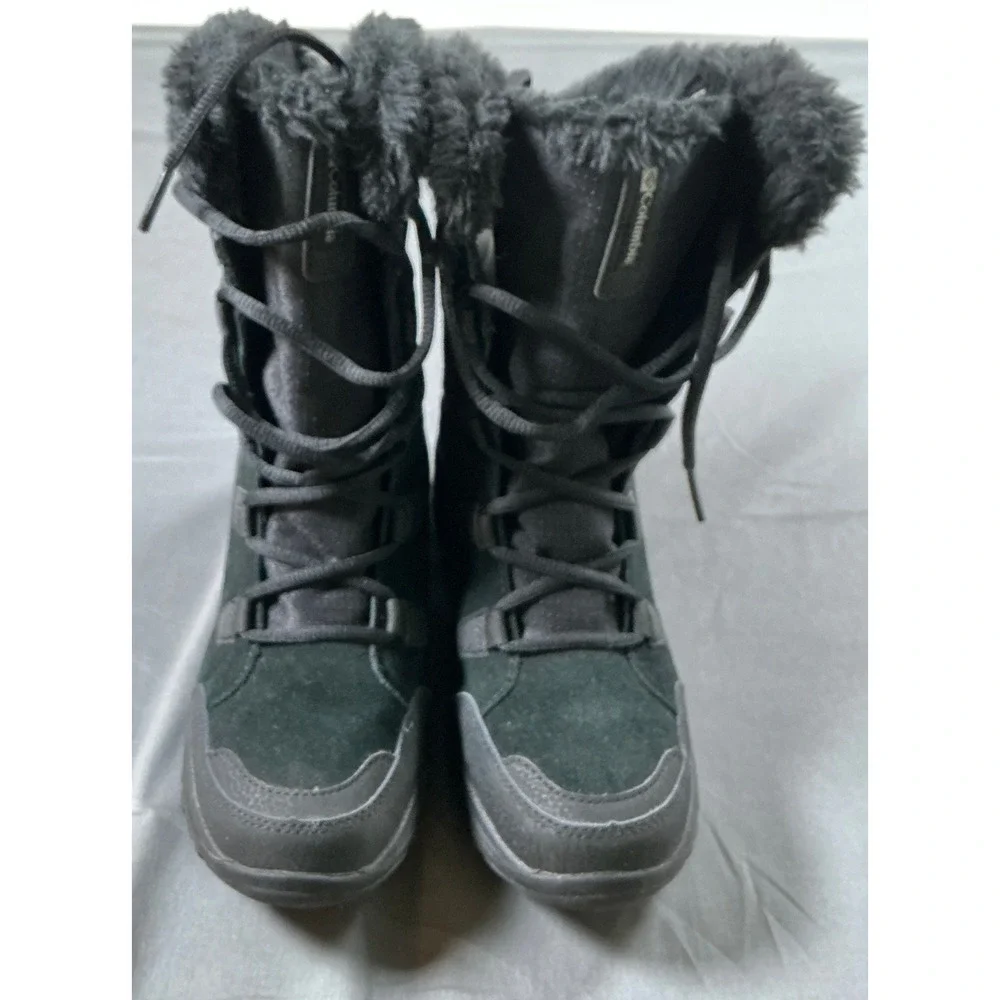 Columbia Ice Maiden II Black Waterproof Winter Boots Faux Fur Womens 6.5